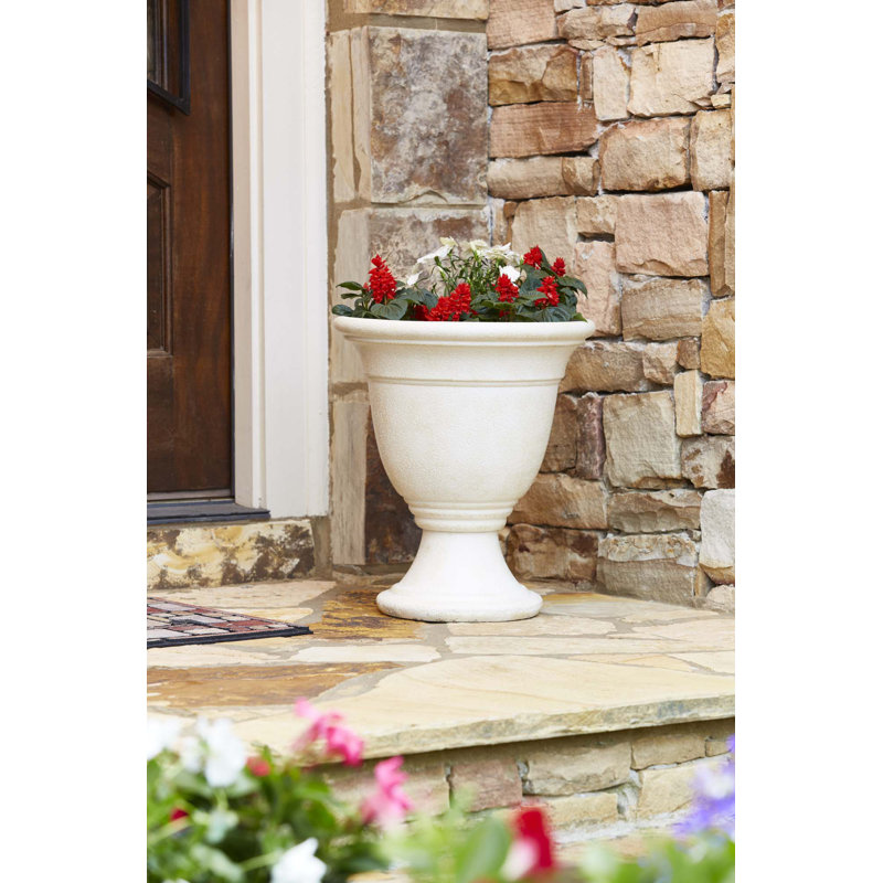 Elegant Ivory Outdoor Urn Planter with Hand-Crafted Detail