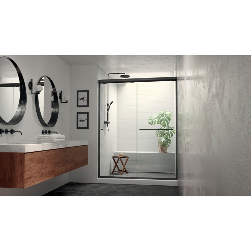 Euro Matte Black Aluminum and Clear Glass Bypass Shower Door