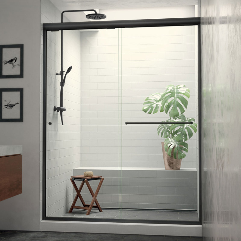 Euro Matte Black Aluminum and Clear Glass Bypass Shower Door