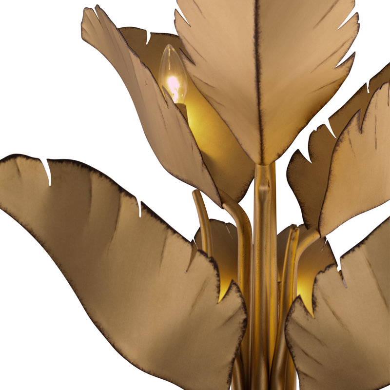 South Beach Hand Forged Gold 6-Light Banana Leaf Chandelier