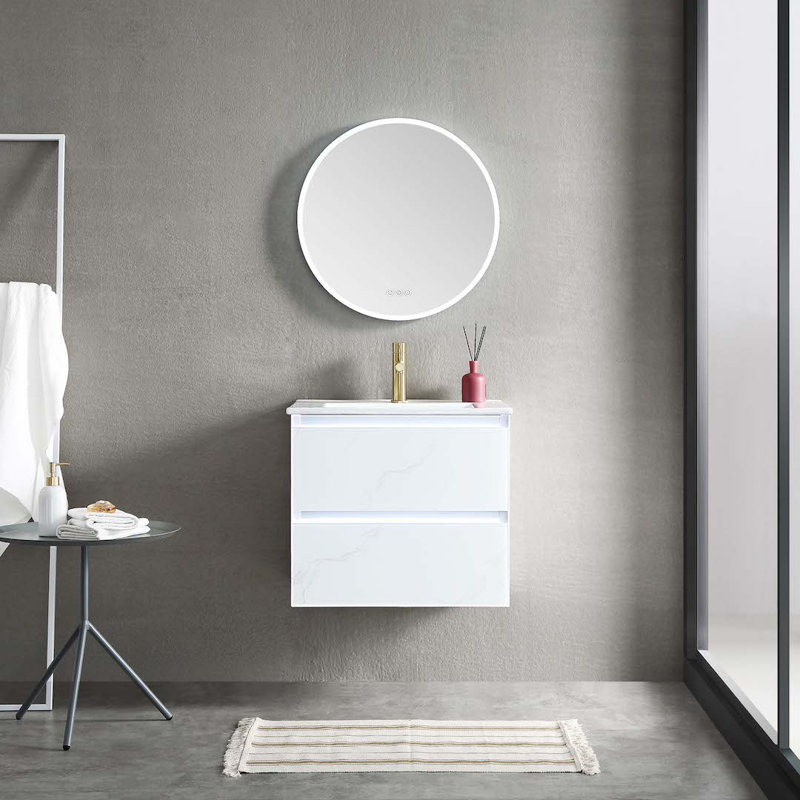 Jena 24'' Calacatta White Matte Single Bathroom Vanity with Ceramic Sink