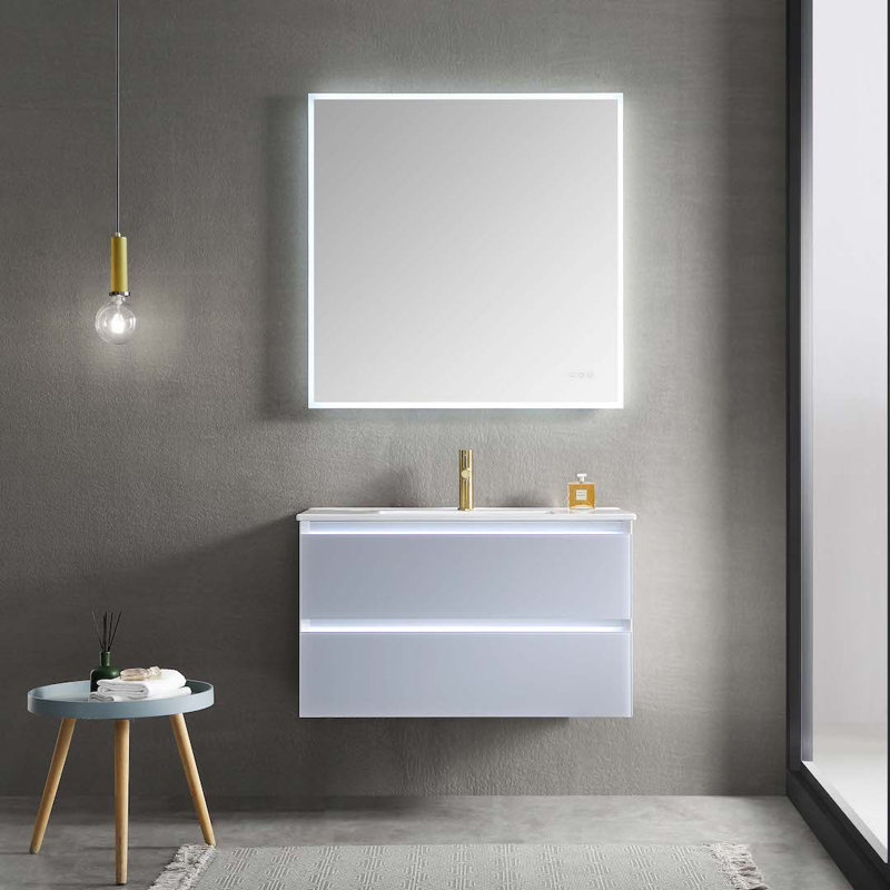 Jena 36'' Light Gray Modern Wall-Mounted Bathroom Vanity with Ceramic Sink