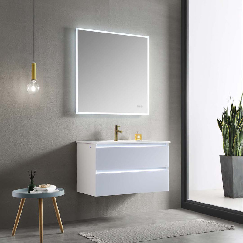 Jena 36'' Light Gray Modern Wall-Mounted Bathroom Vanity with Ceramic Sink