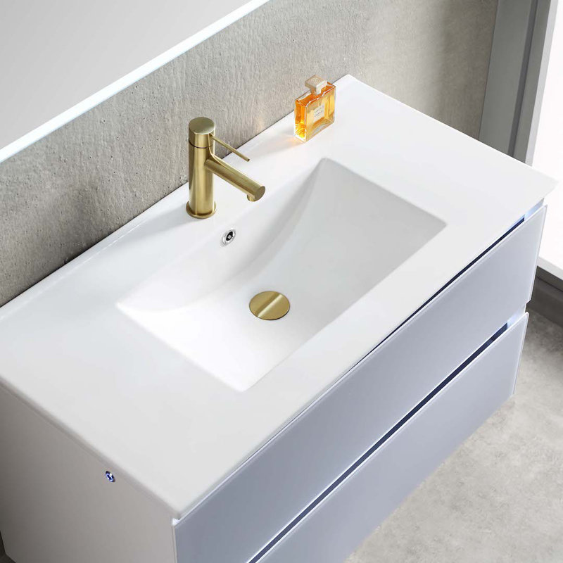 Jena 36'' Light Gray Modern Wall-Mounted Bathroom Vanity with Ceramic Sink