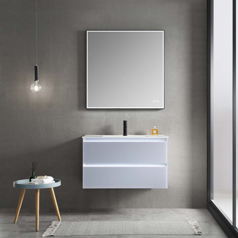 Jena 36'' Light Gray Modern Wall-Mounted Bathroom Vanity with Ceramic Sink