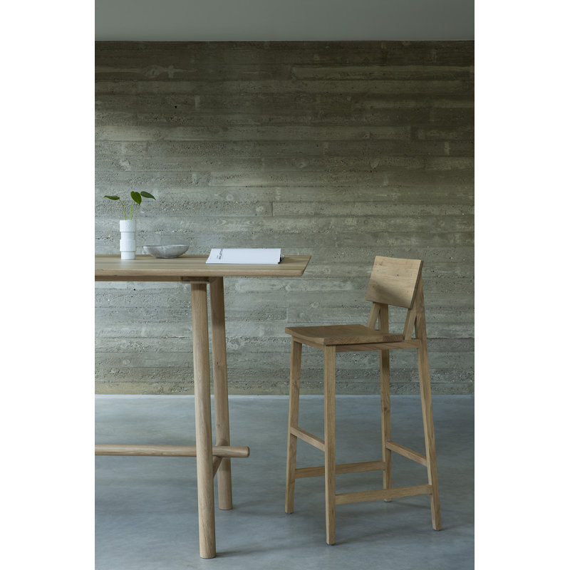 Ethnicraft N4 Varnished Oak 31.5" Bar Stool by Nathan Yong