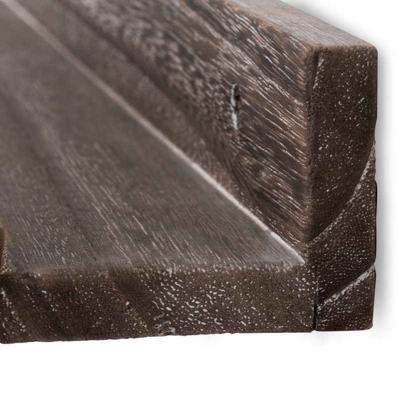 Duffy 24'' Torched Brown Paulownia 2-Piece Wall Shelf Set