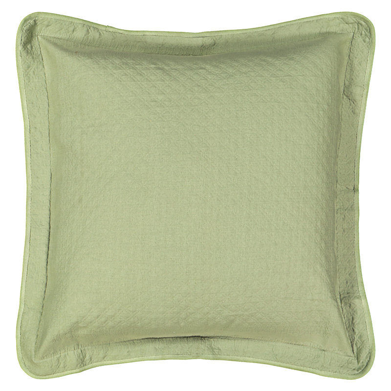 Sage Elegance Stonewashed Cotton King Sham with Vine Details