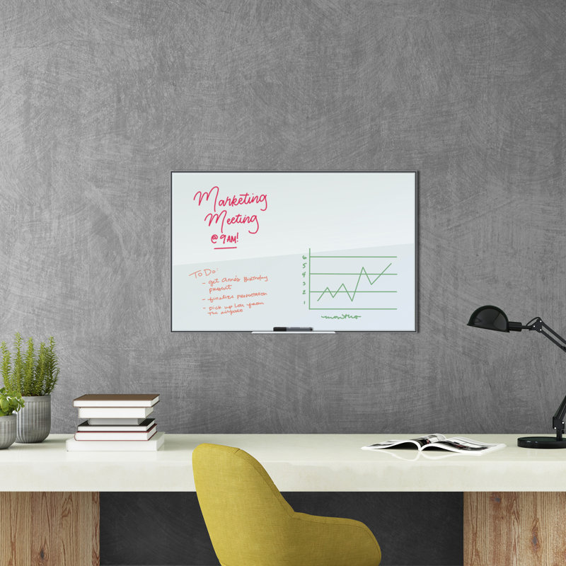 Frosted Elegance 36"x24" White Tempered Glass Dry-Erase Board