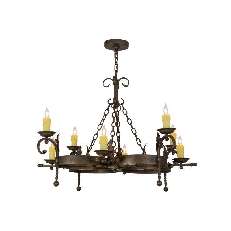Adrik 8-Light Blackwash Steel Chandelier with Faux Ivory Candlelights
