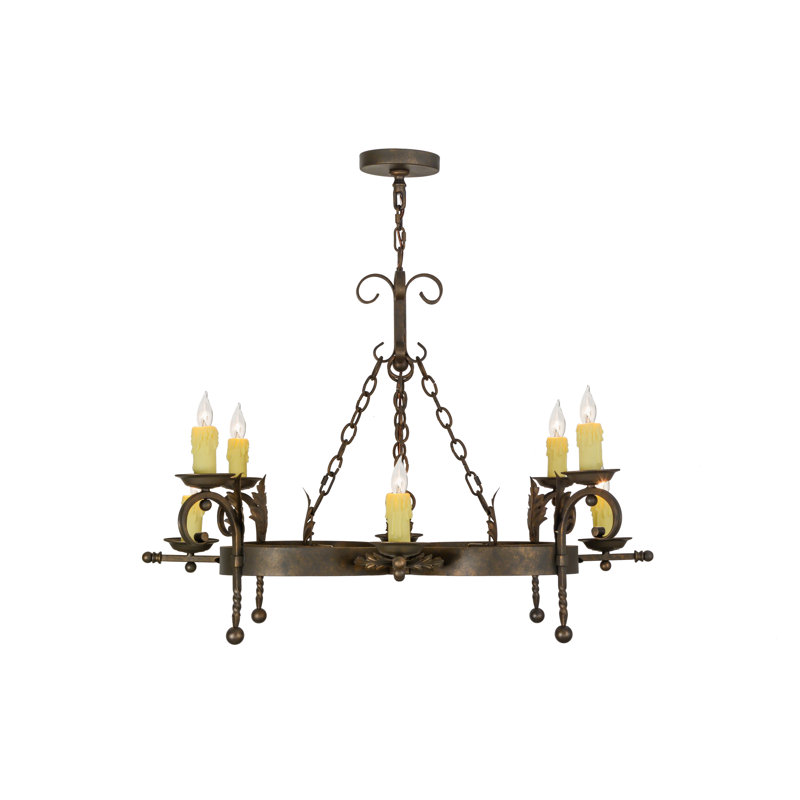 Adrik 8-Light Blackwash Steel Chandelier with Faux Ivory Candlelights