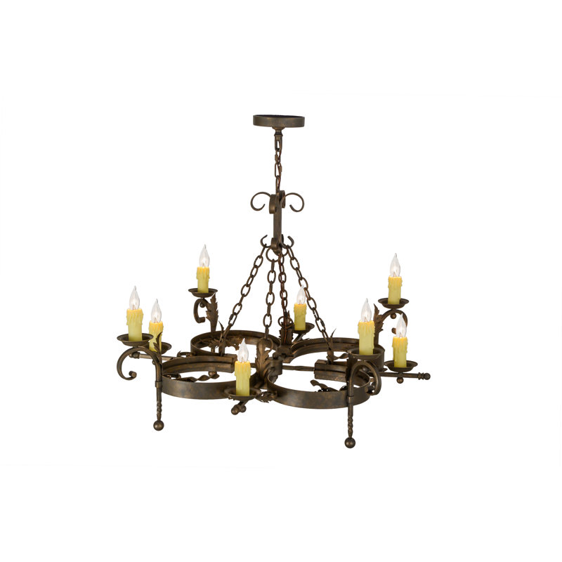 Adrik 8-Light Blackwash Steel Chandelier with Faux Ivory Candlelights