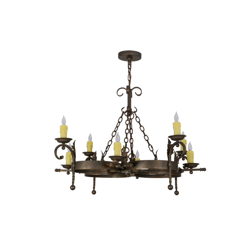 Adrik 8-Light Blackwash Steel Chandelier with Faux Ivory Candlelights