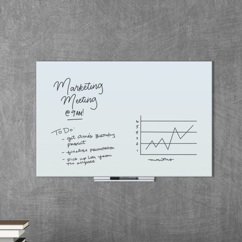 White Frosted Frameless Glass Dry-Erase Board 36" x 24"