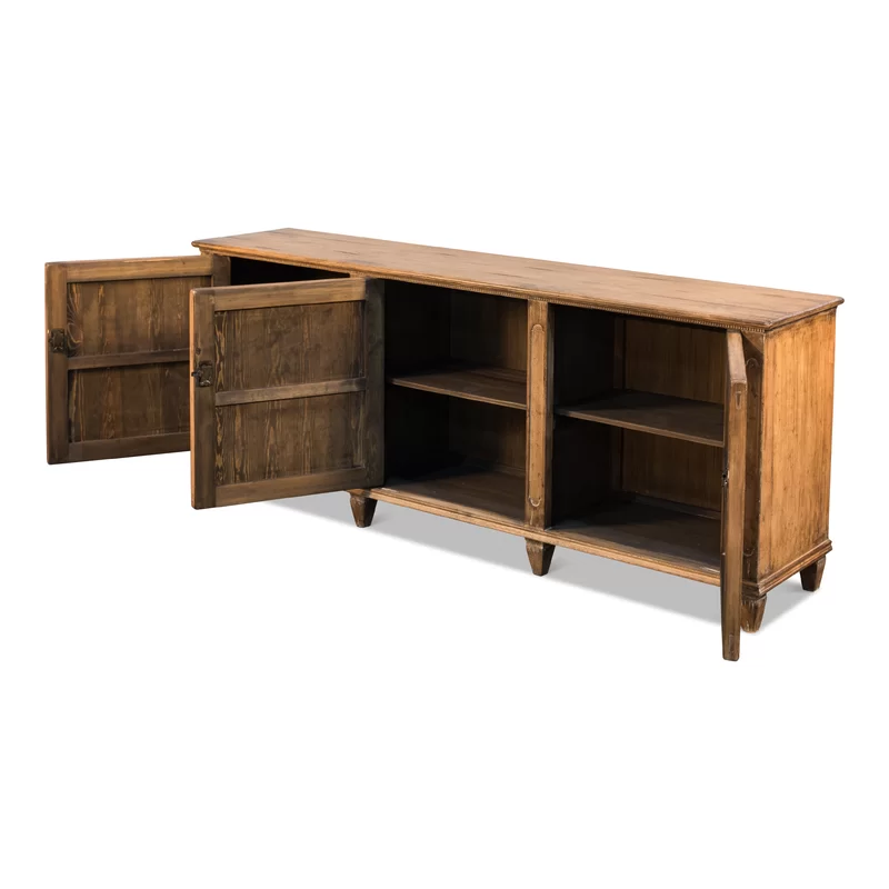 Montier Traditional Brown Pine 87'' Sideboard with Shaped Legs