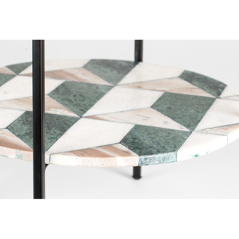 Round Marble and Brass Tray Top End Table