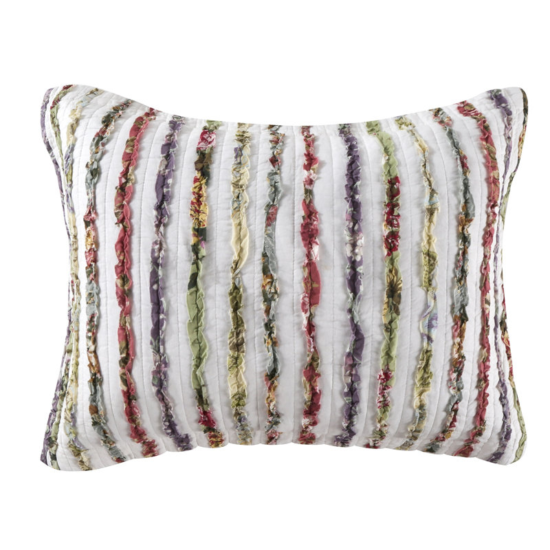 White Cotton Reversible Quilt Set with Decorative Pillows