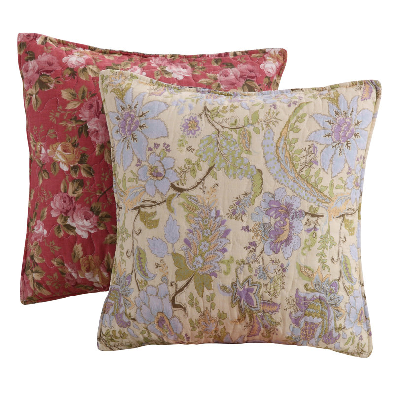 White Cotton Reversible Quilt Set with Decorative Pillows