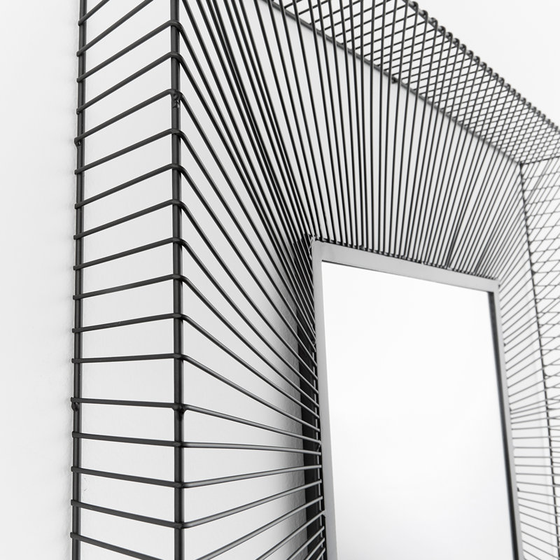 Modern Black Square Wire Frame Wall Mirror