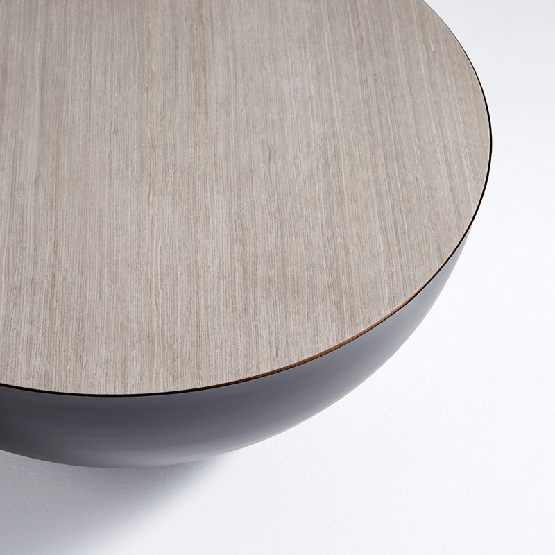 Contemporary Balance Round Black Wood and Metal Coffee Table with Storage