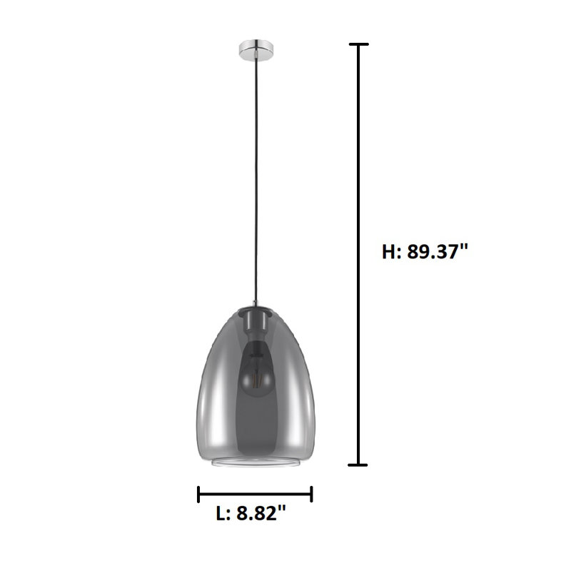 Matte Black Single Light Smoked Glass Pendant