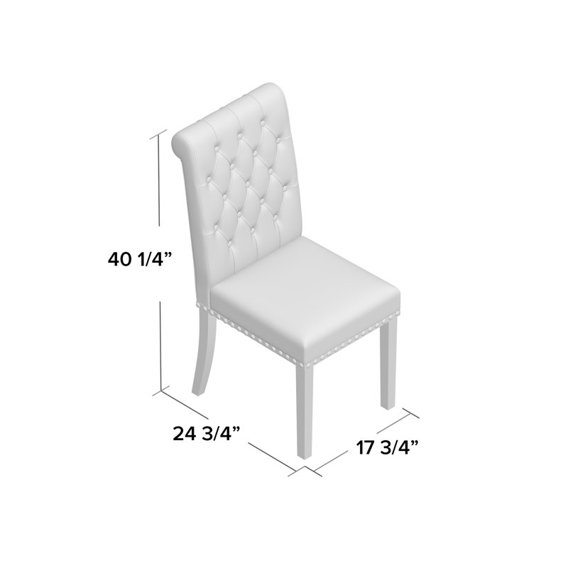 Dark Gray Linen Upholstered Tufted Parsons Side Chair Set