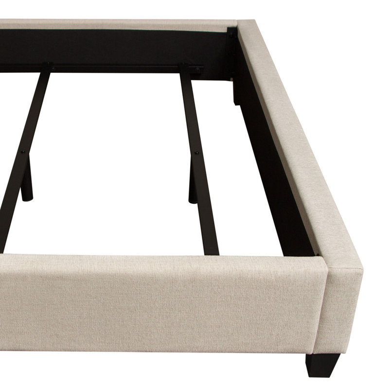 King Sand Upholstered Metal Frame Bed with Tufted Headboard