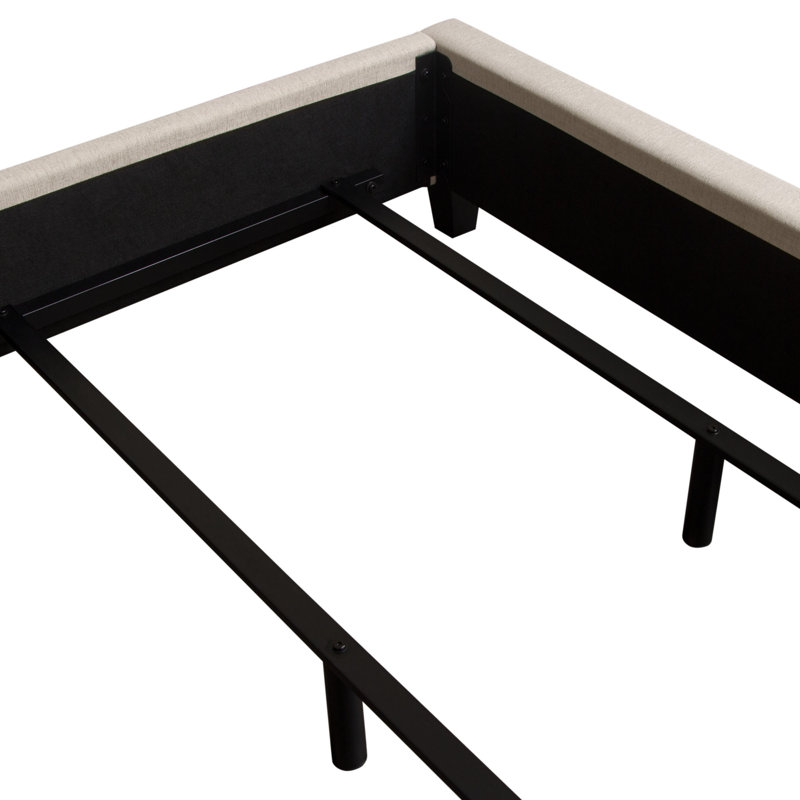 King Sand Upholstered Metal Frame Bed with Tufted Headboard