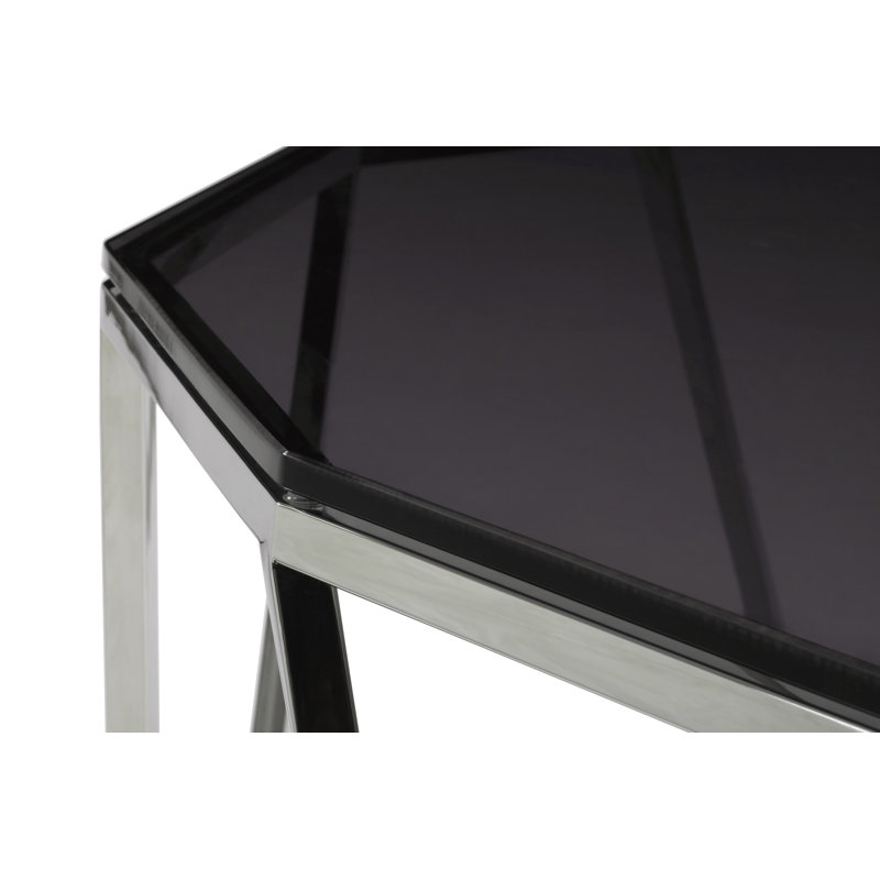 Modus Aria 55'' Smoked Glass & Polished Steel Console Table