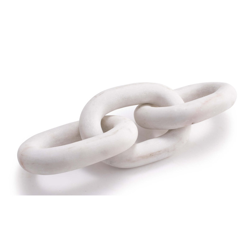 Atlas 13.5'' White Marble and Alabaster Geometric Chain Sculpture