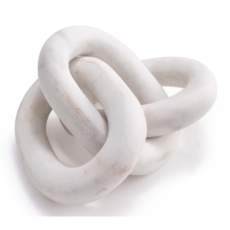 Atlas 13.5'' White Marble and Alabaster Geometric Chain Sculpture