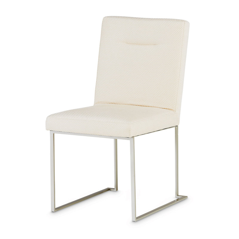 Laguna Ridge Cream Upholstered Side Chair with Brushed Platinum Frame