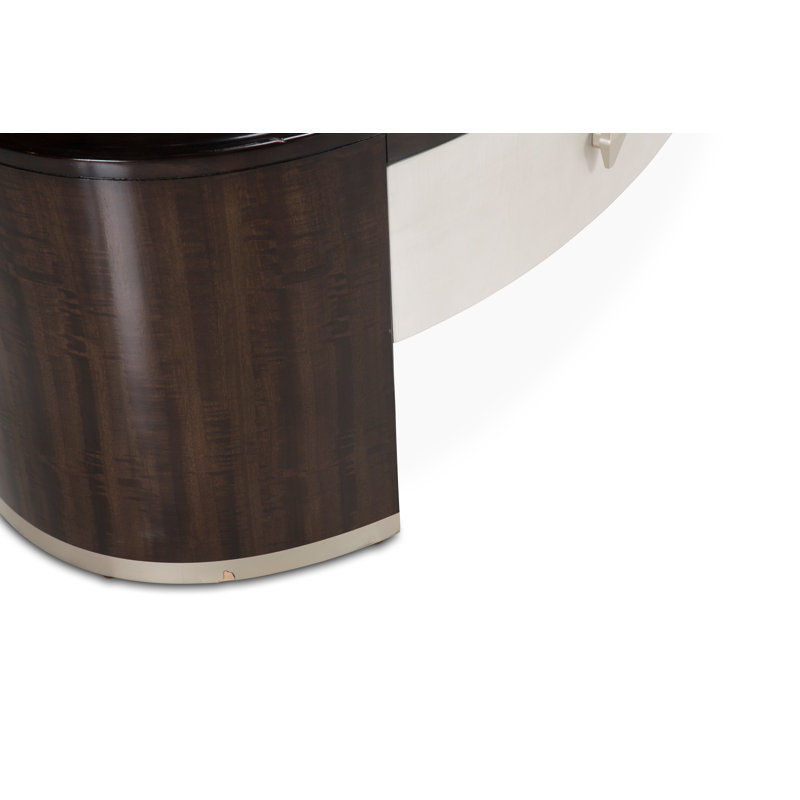 Transitional Brown and White Oval Wood Coffee Table with Storage