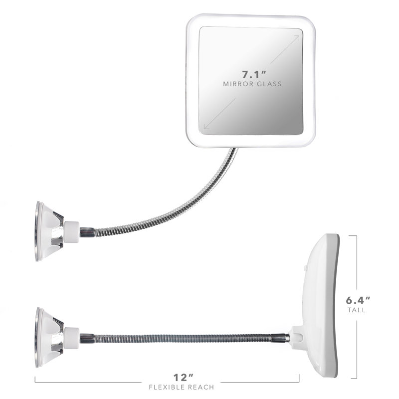 White LED Lighted Magnifying Makeup Mirror with Gooseneck