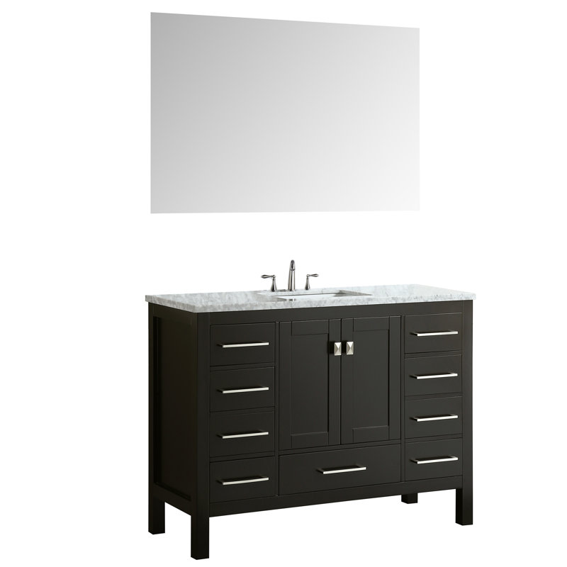 Espresso 42'' Transitional Single Vanity with Carrara Marble Top