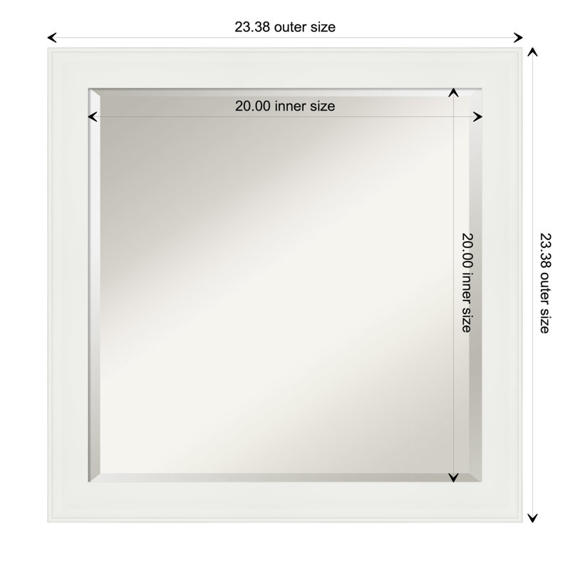 Vanity White Beveled Rectangular Bathroom Wall Mirror 30x30