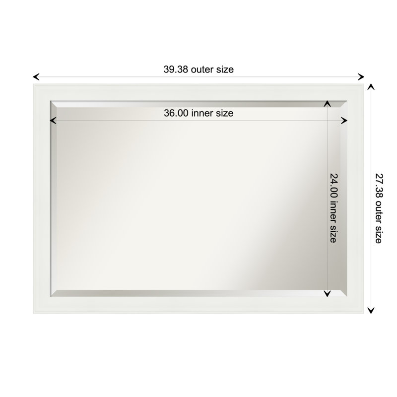 Vanity White Rectangular Beveled Wall Mirror