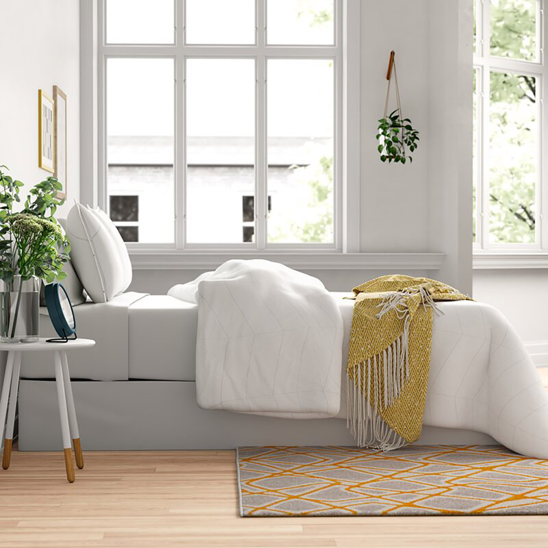 White Chevron Pintuck Full/Queen Duvet Cover Set