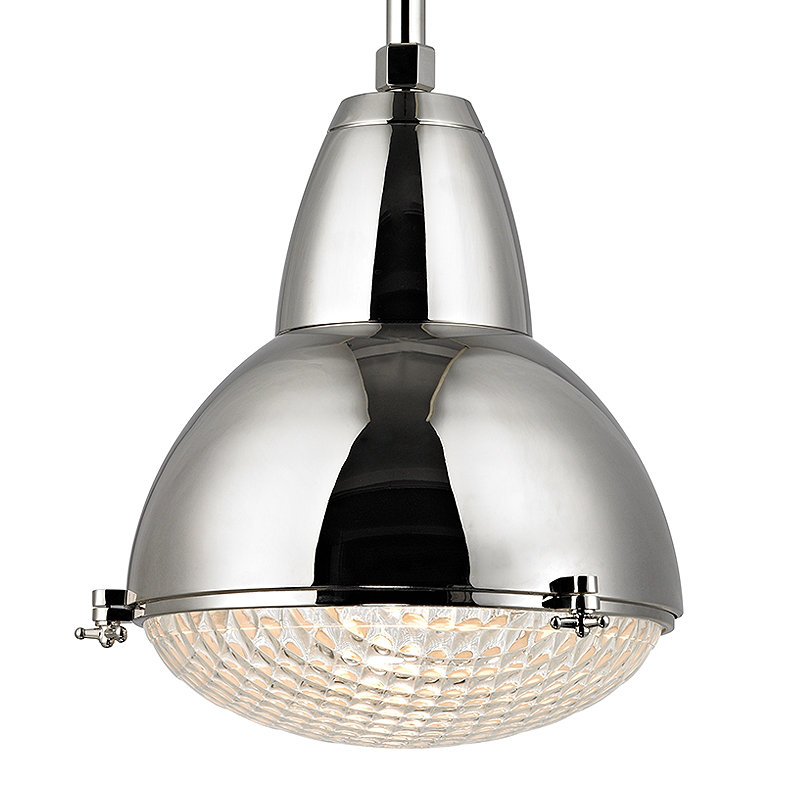 Polished Nickel Glass Dome Industrial Pendant Light