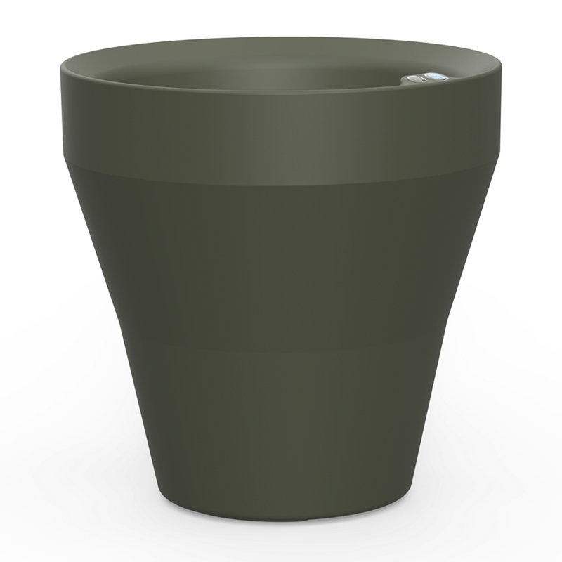 Olive Round Self-Watering Double-Walled Planter for Indoor and Outdoor