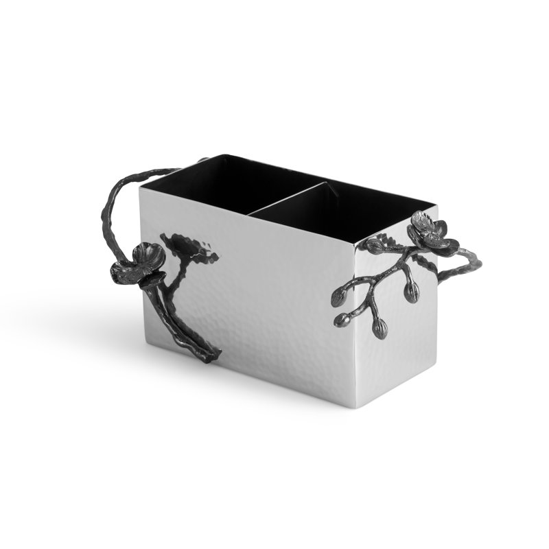 Black Nickelplate Stainless Steel Orchid Cutlery Caddy