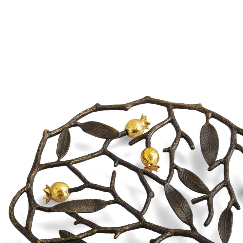 Bronze and Gold Plated Pomegranate Trivet with Cut Out Design
