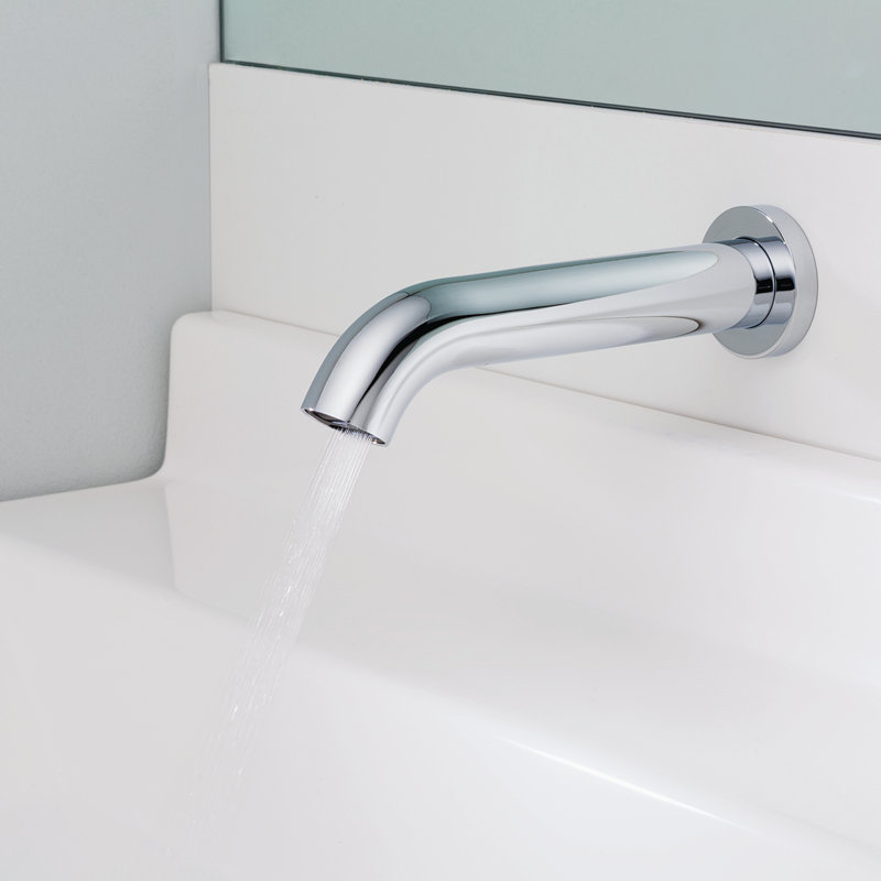 Polished Chrome Wall Mounted Motion Sensor Bathroom Faucet