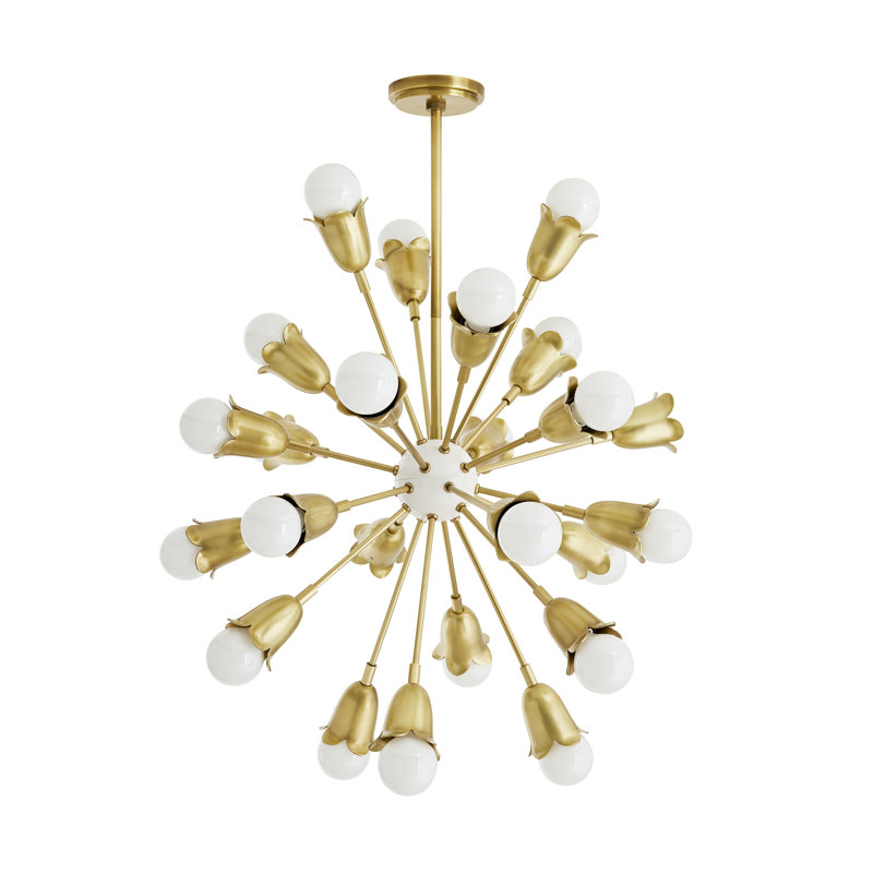 Eva Antique Brass 24-Light Sputnik Chandelier with Adjustable Arms