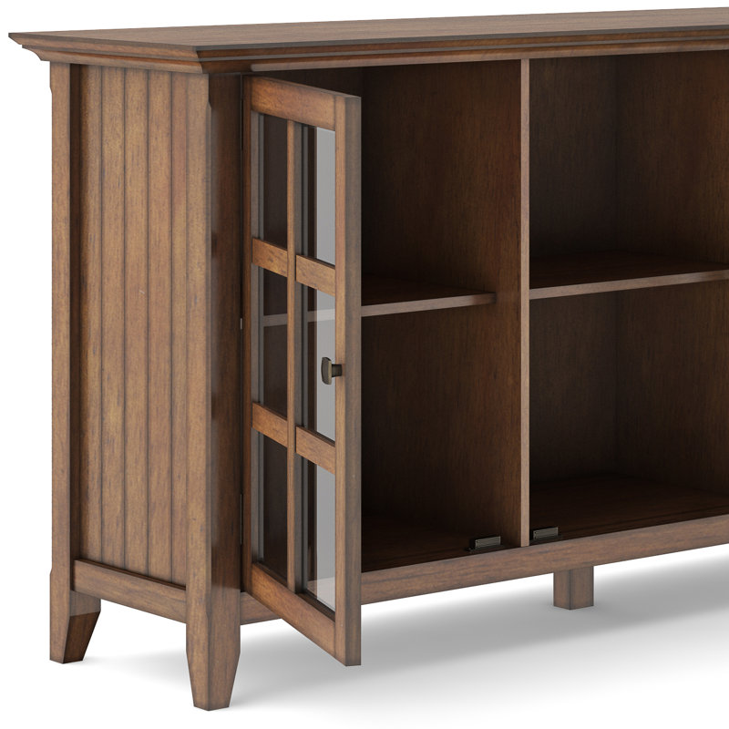 Rustic Natural Aged Brown Pine Wide Storage Cabinet