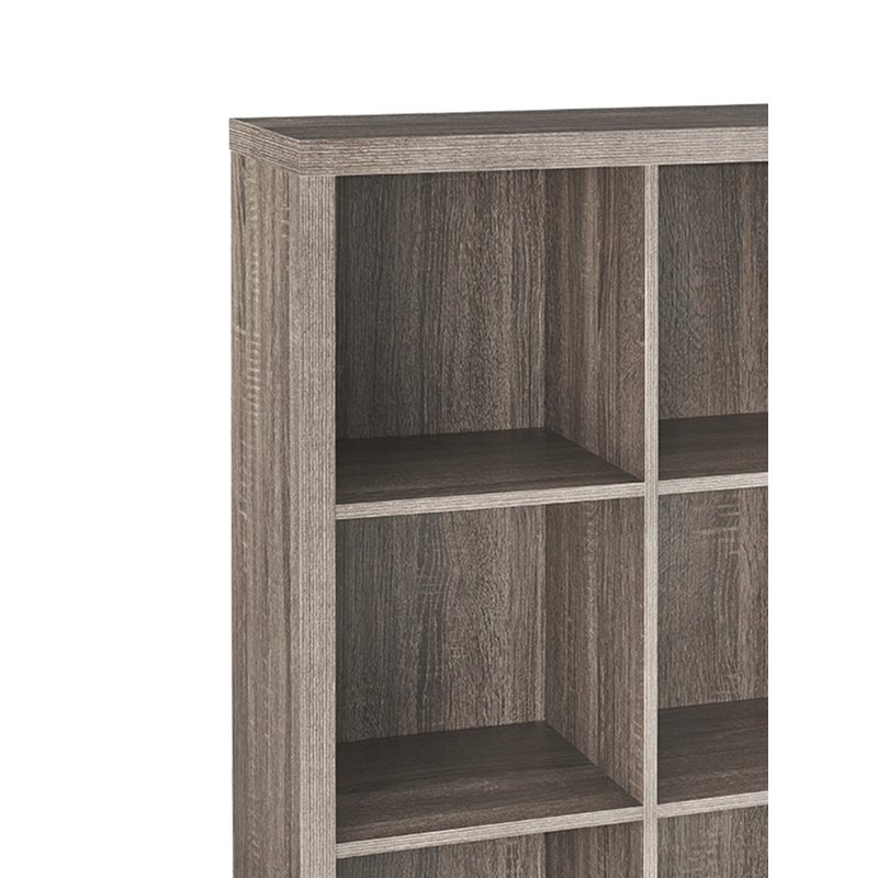 Elegant Weathered Teak 3-Tier Cube Bookcase with Doors