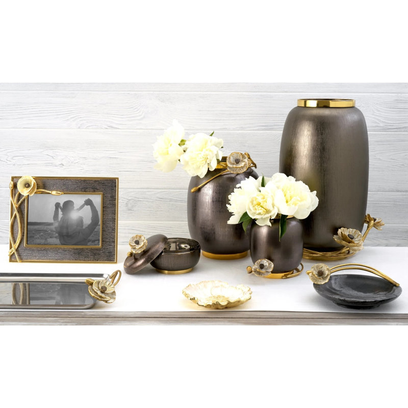 Medium Black and Gold Metal Anemone Vase