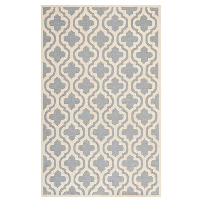 Silver and Ivory 9' x 12' Hand-Tufted Wool Rectangular Rug