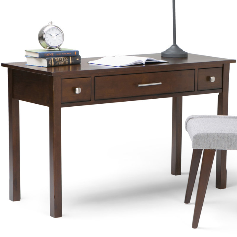 Rich Tobacco Brown Pine Wood Writing Desk with Drawers