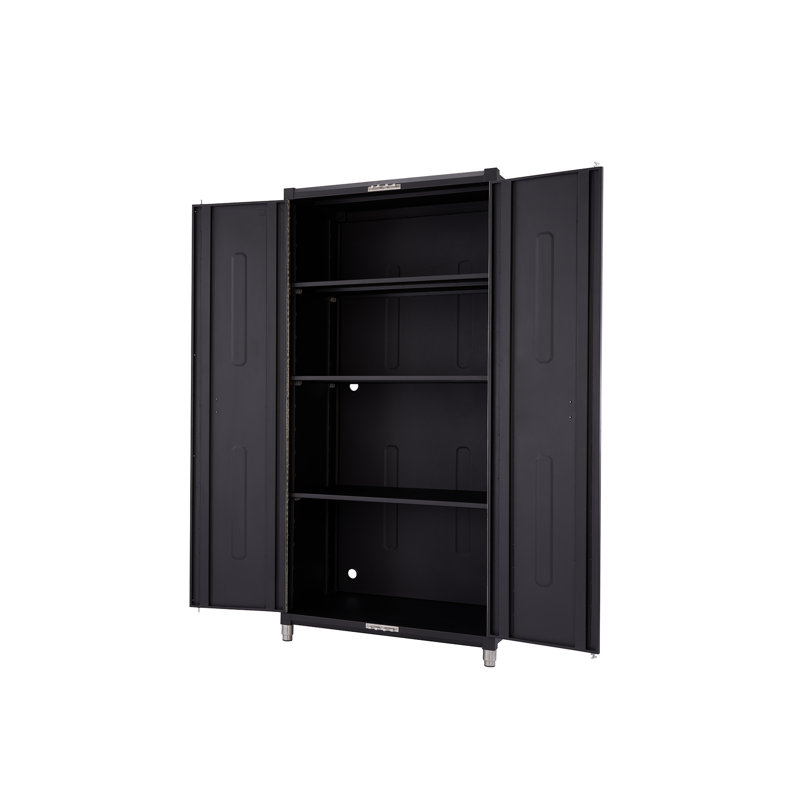 Black Industrial Lockable Cabinet Set with Adjustable Shelving